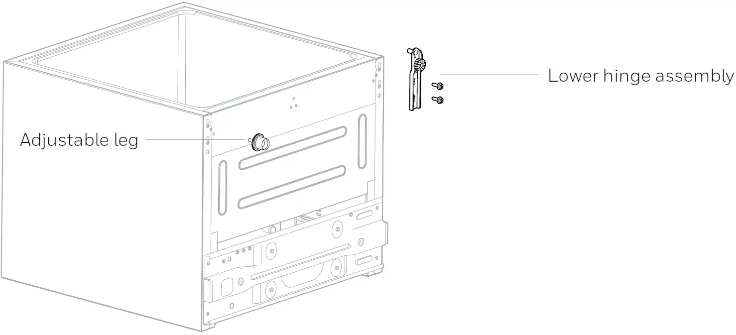 Dismantle the lower hinge assembly and adjustable leg