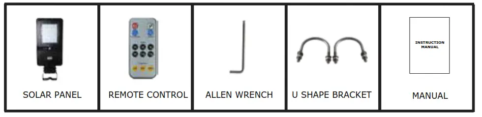 V-TAC LED Solar Streetlight - PACKAGE CONTENT