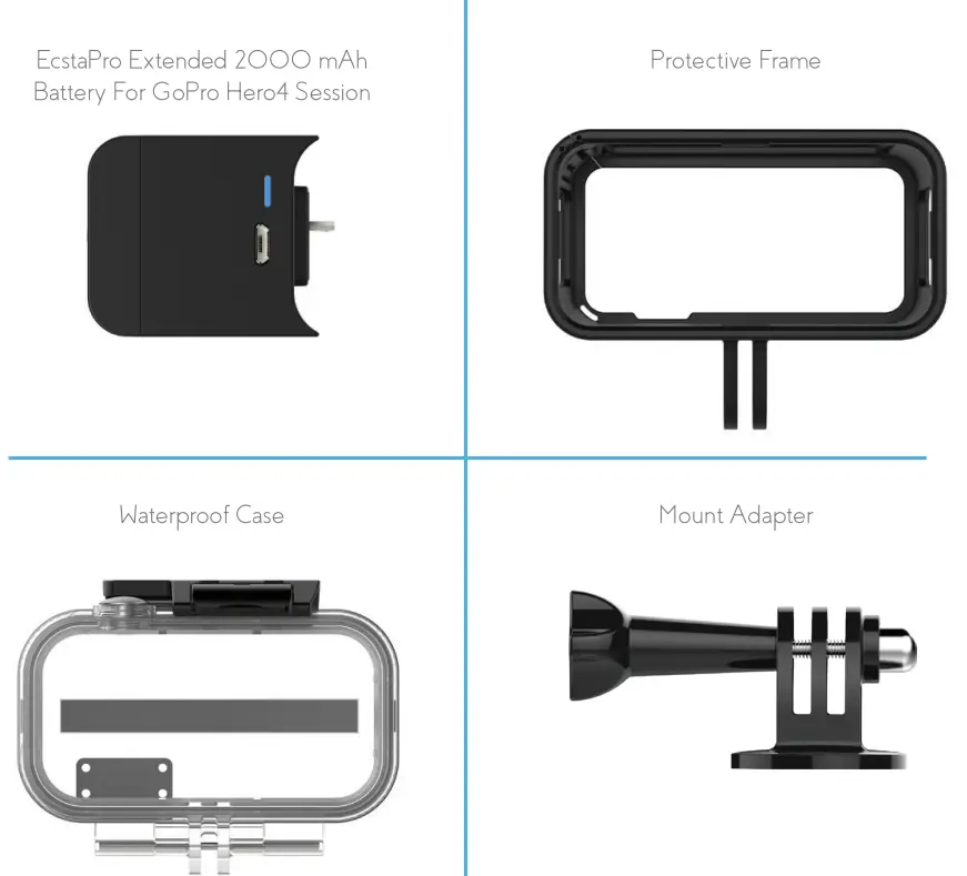Sabrent GP KT4S GoPro HERO4 Session rechargeable external battery with cases - fig