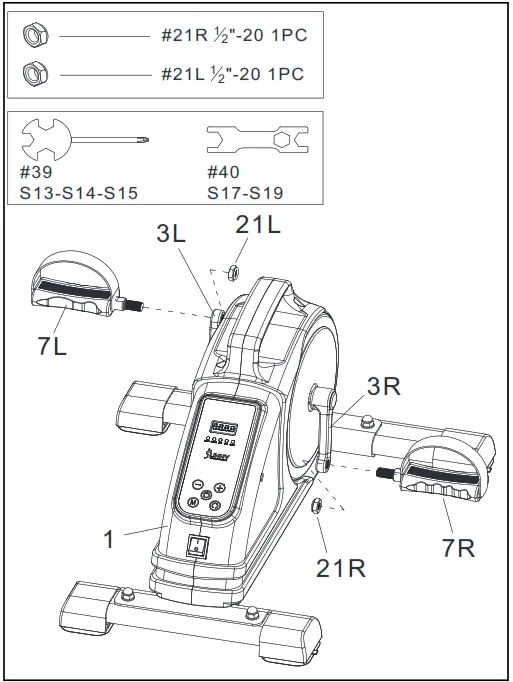 SUNNY Health Fitness SF B020029 PWR Cycle Electric Under Desk Bike - fig 13