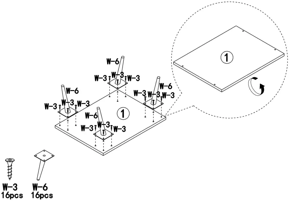 Tribesigns HOGA J0061 Dark Grey Champagne Golden Nightstand - Step 1