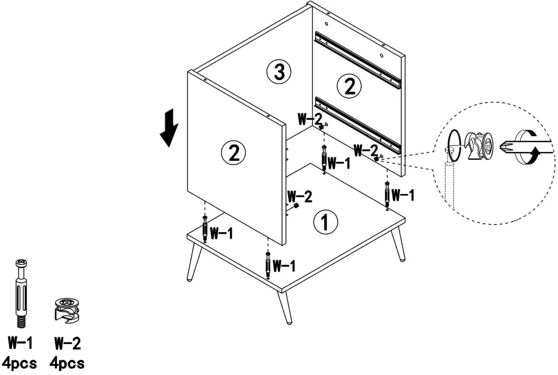 Tribesigns HOGA J0061 Dark Grey Champagne Golden Nightstand - Step 3