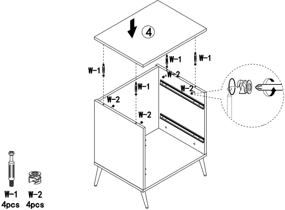 Tribesigns HOGA J0061 Dark Grey Champagne Golden Nightstand - Step 4