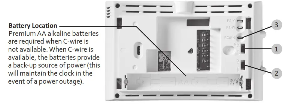 EMERSON 1F83C-11NP Non-Programmable - Battery Location1