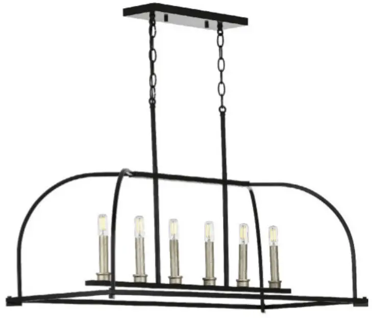PROGRESS LIGHTING P400175-031 6 Light 38 inch Matte Black Linear Chandelier Ceiling Light