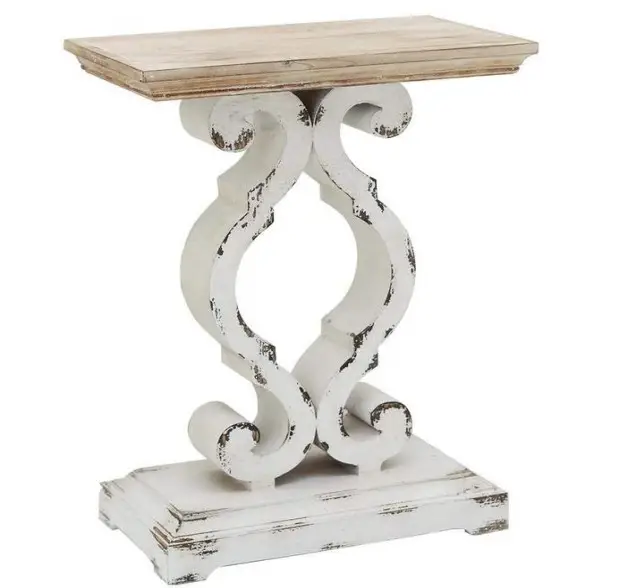 PARISLOFT HC0003 French Country Rectangle Natural Wood Top End Table - Figure 1