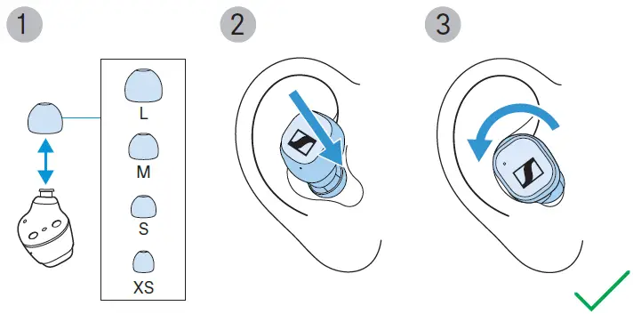 Choosing the ear adapters and inserting the earbuds into your