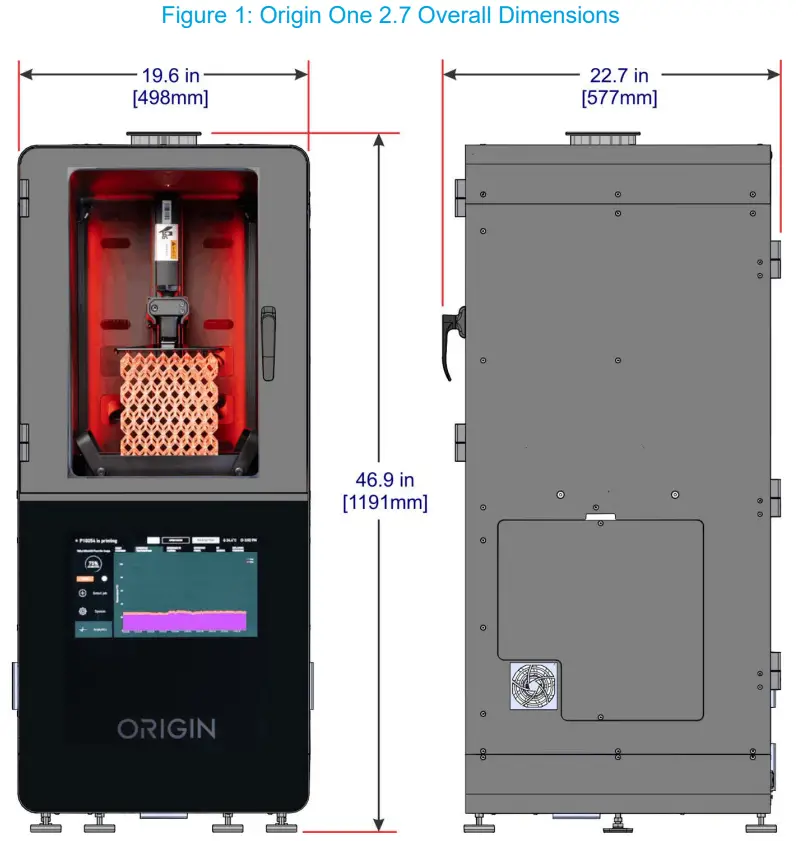 Stratasys P3 Origin One 3D Printer - Overall Dimensions