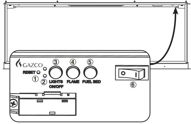 GAZCO eStudio LED Electric Fire Range with Thermostatic Remote Control -MANUAL CONTROL PANEL