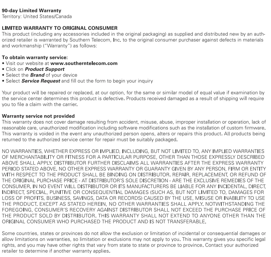 Polaroid PBT9518 Wireless LED Speaker Instruction Manual - Warranty Information