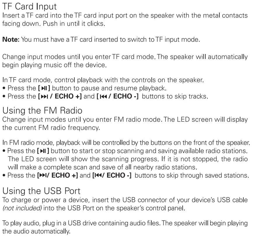 Polaroid PBT9518 Wireless LED Speaker Instruction Manual - Getting Started