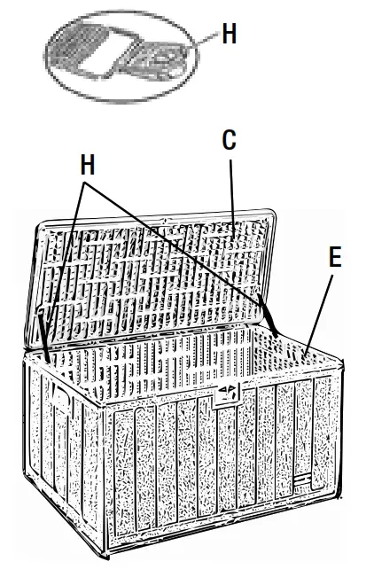 HAMPTON BAY HBDB50WLJ-SL 50 Gallon Brown Resin Wood Look Outdoor Storage Deck Box - fig