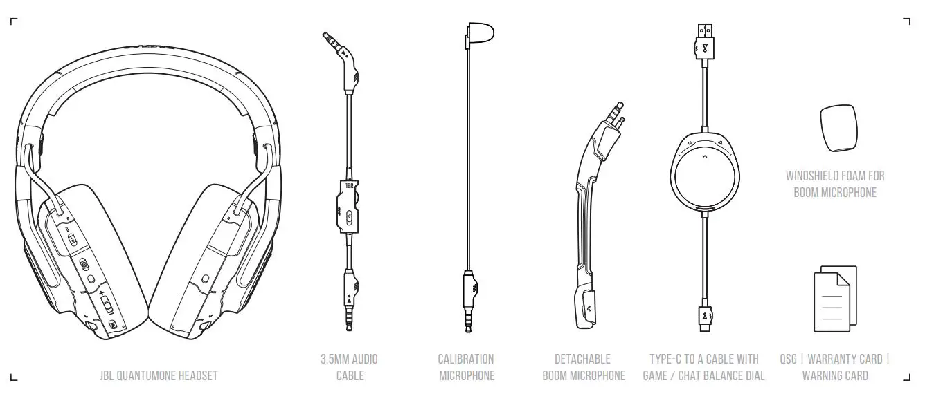 JBL Quantum One Wireless Headphone User Guide - WHAT'S IN THE BOX
