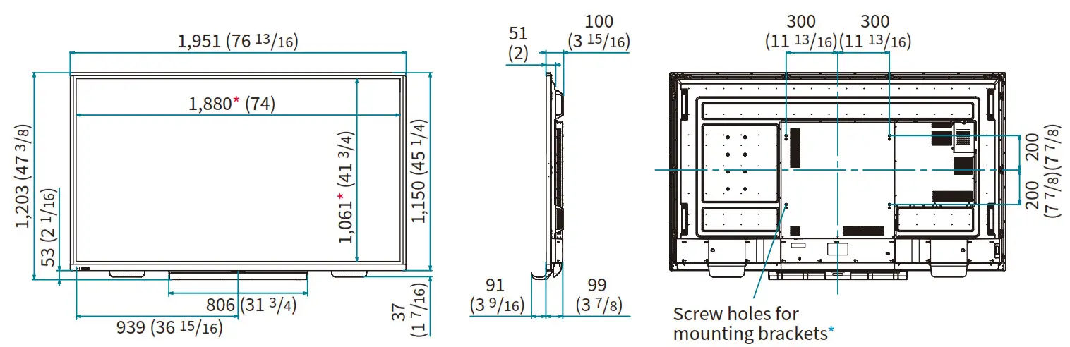 SHARP 4K LCD Panel with Built-in Controller--- Dimensions