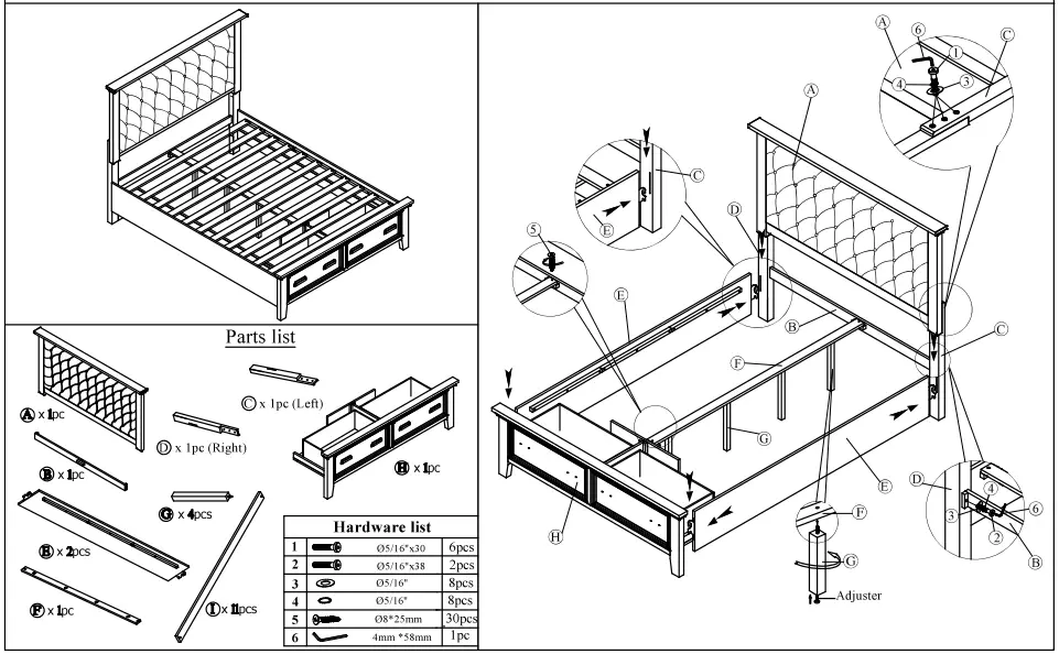 cymax SAN-Q4C Sandy Platform Cappuccino Wood 5 Piece Bedroom Set-fig7