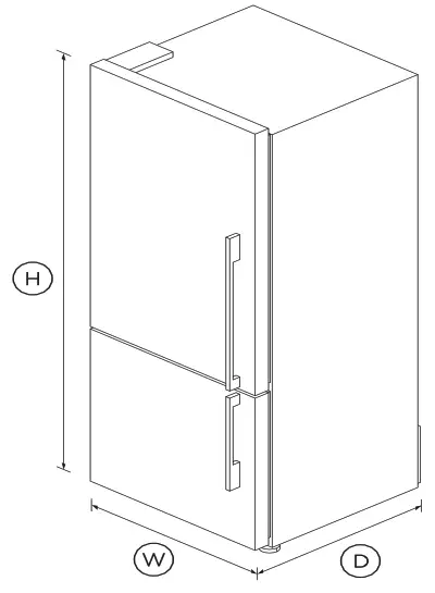 FISHER PAYKEL RF442BRXFD5 413L Freestanding Refrigerator Freezer - DIMENSIONS