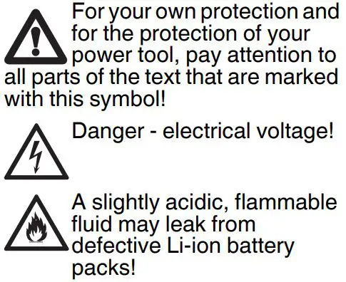 metabo SC 30 12V 2 x 2.0 Ah Basic Battery Set Instruction Manual - Special Safety Instructions