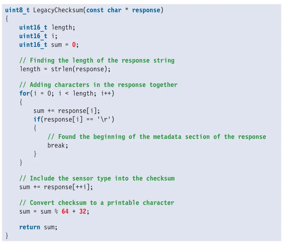 METER 18224 Soil Moisture and Temperature Sensor - TEROS 12 LEgaCY CHECKSuM EXaMPLE