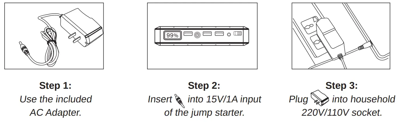 POWER PATCH Pro Jolt Tech Jump Starter with Air Compressor - Self charging