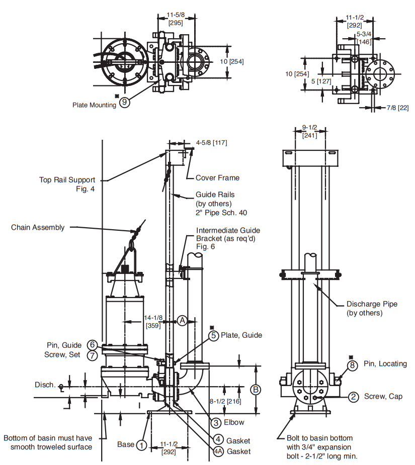 PENTAIR E 03 550 Tlx High Head 2 12 4 Discharge Lift Out Guide Rail System - fig 2