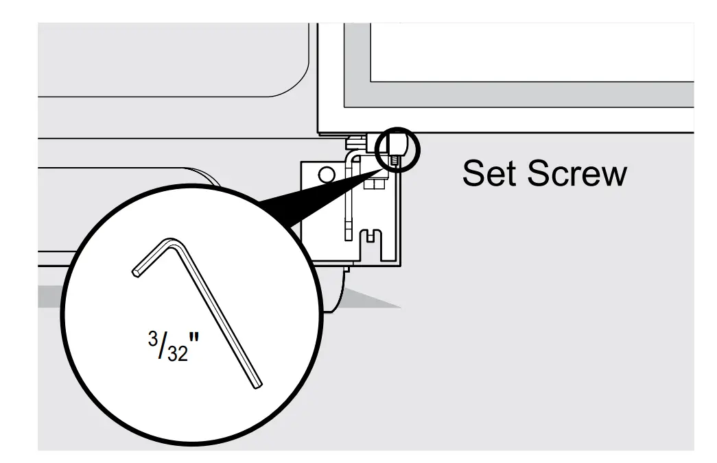 To level the doors using the adjustable lower hinge