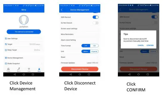 Skmei Smart Watch Model #1525 - Remove android phone and watch binding