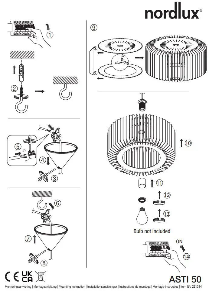 nordlux ASTI 50 Pendant Lamp Instructions