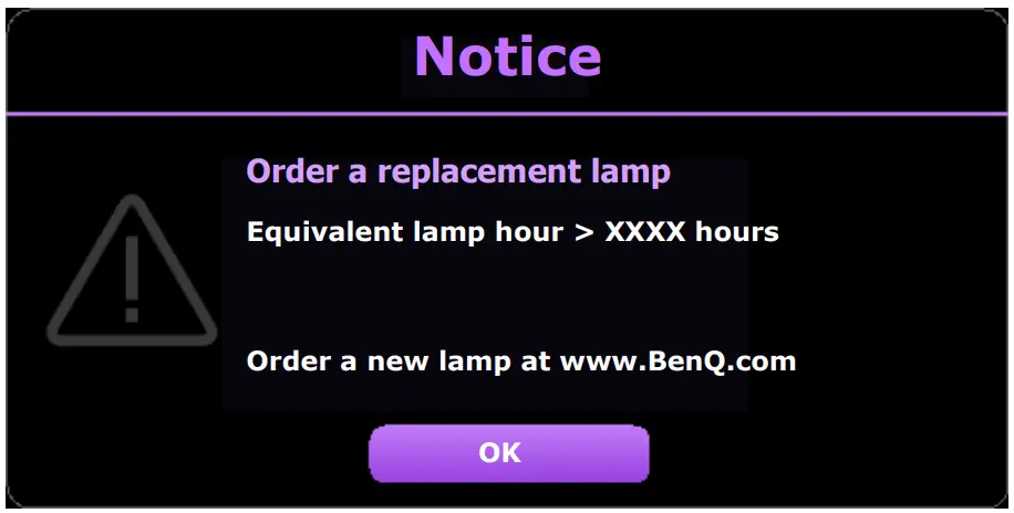 BenQ TK700 Digital Projector - Lamp warning