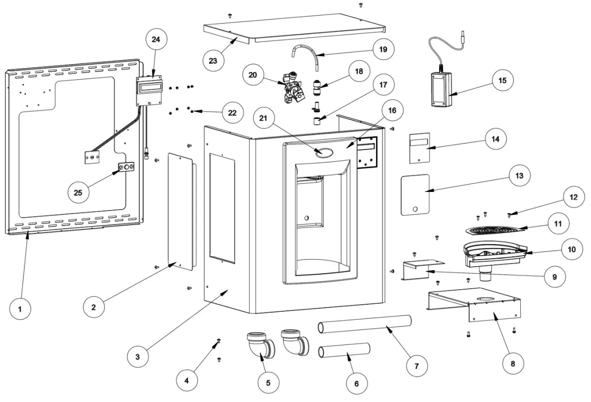 OASIS PGN8EBF Wall Mounted Refrigerated Bottle Filler - Parts Breakdown