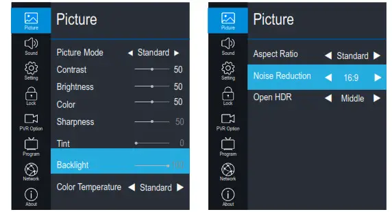 Menu system instruction