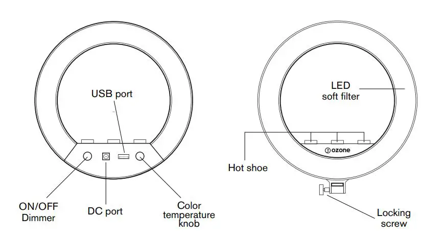 ozone SPOTX46 46cm Adjustable LED Ring Spotlight User Guide - OPERATION INSTRUCTIONS