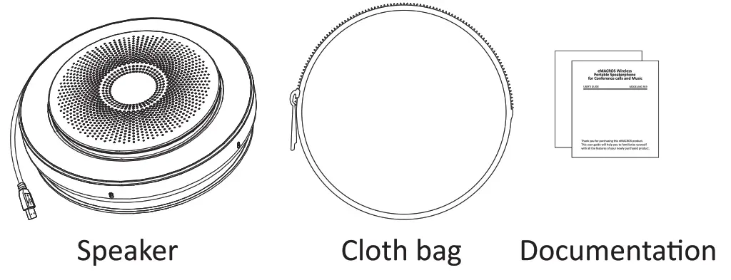 eMACROS MC 919 Wireless Portable Speakerphone - Whats in the box