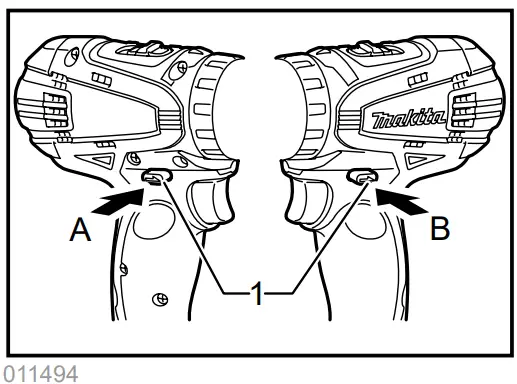 makita DHP446 DHP456 Cordless Hammer Driver Drill - switch action 1