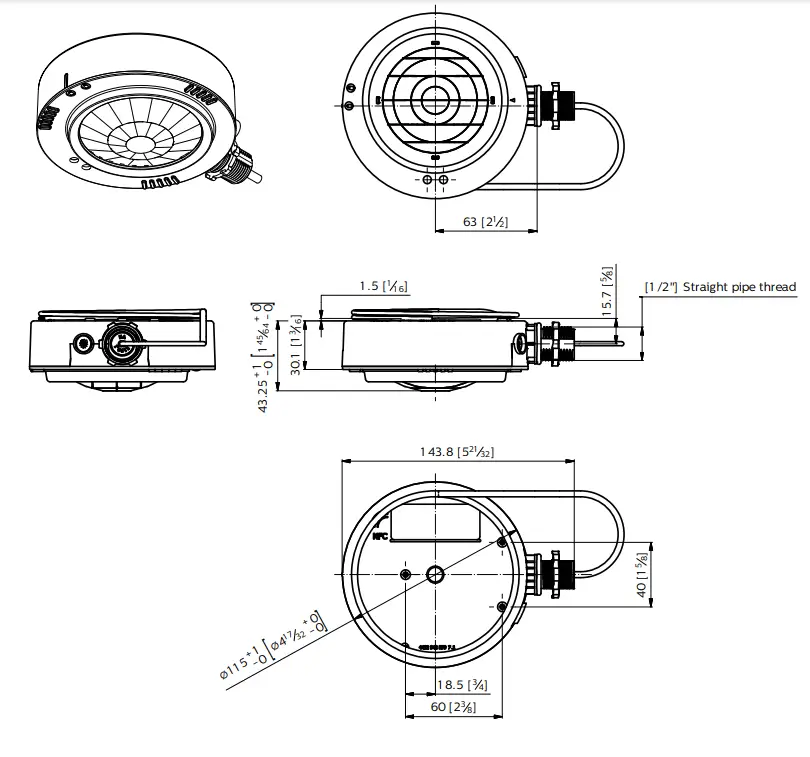 PHILIPS EasySense Outboard Mount for High Bay Sensor - Dimensions