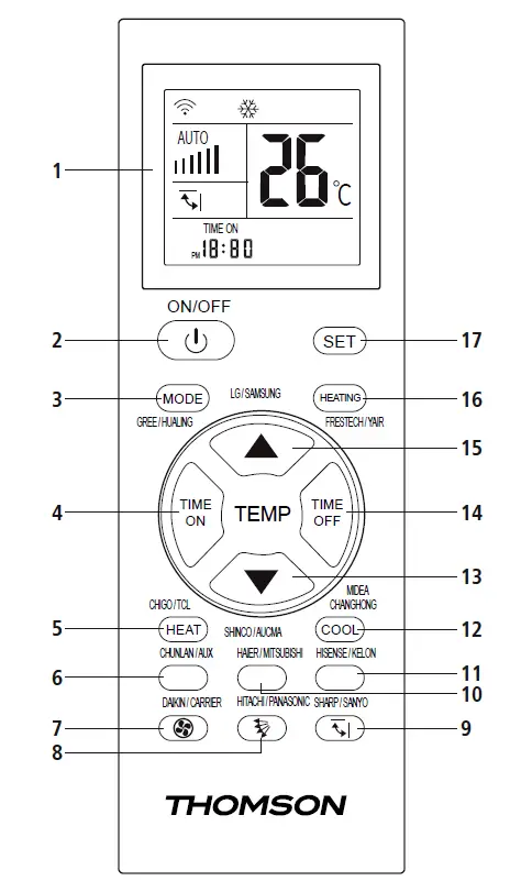 CaptureTHOMSON Remote Control for Air Conditioners fig 1