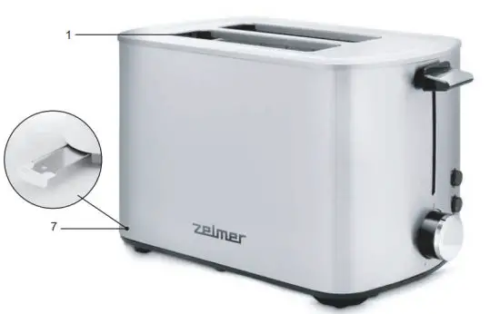 zelmer ZTS7985 850W 2 Slice Toaster - figure 1