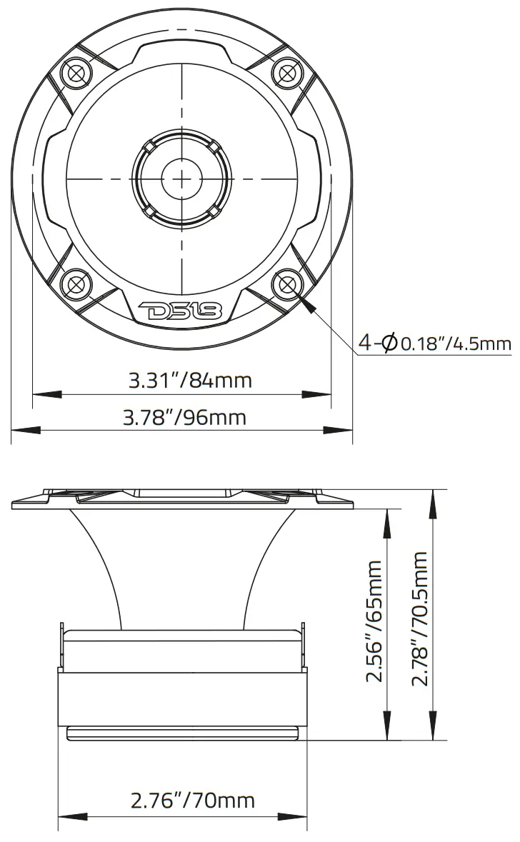 DS18 PRO TWX2 3 78 Inch Super Bullet Tweeter With 1 Inch Aluminum Voice Coil-fig1