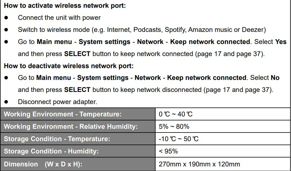 REVO B00GA0805G Internet DAB DAB+ and FM Digital Radio with Bluetooth Instruction Manual - SPECIFICATIONS