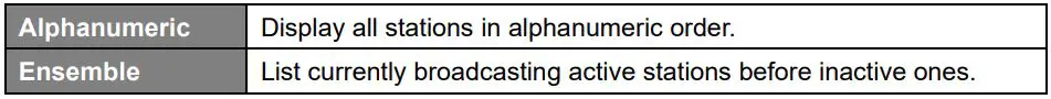 REVO B00GA0805G Internet DAB DAB+ and FM Digital Radio with Bluetooth Instruction Manual - Scroll Joystick to select “Alphanumeric” or “Ensemble”