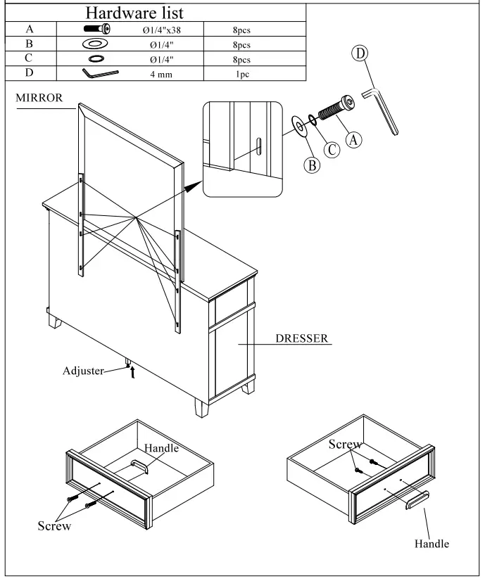 cymax SAN-Q4N Sandy Dresser and Mirror Bedroom Set-1