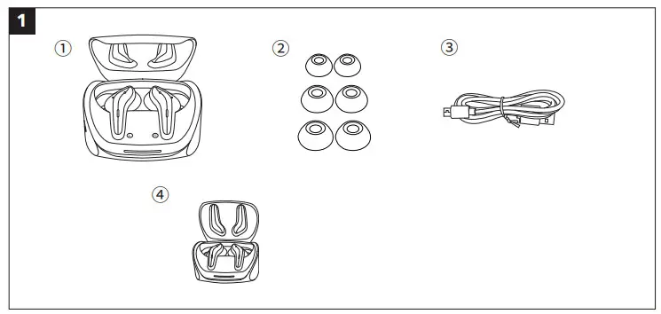 CALIBER TWS100A Active Noise Cancelling True Wireless Stereo Earbuds - Figure