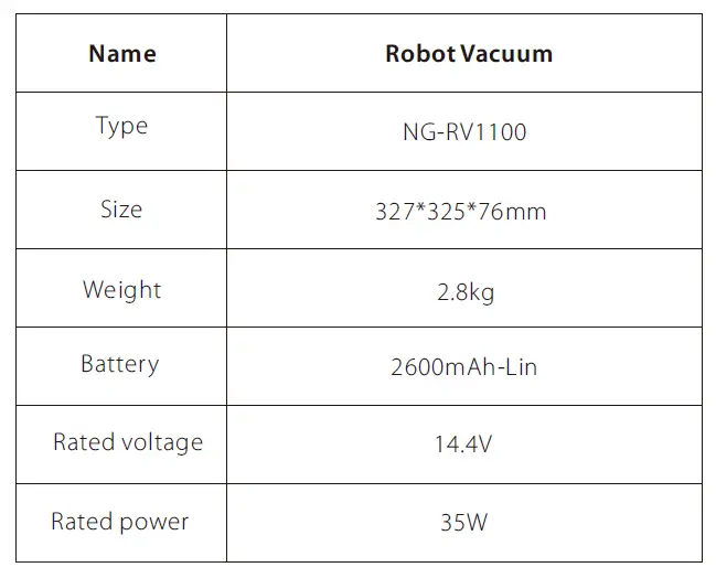 NGTECO NG-RV1100 Robotic Vacuum Cleaner FIG 22