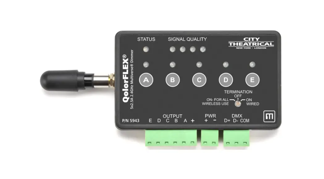 City Theatrical 5943 Qolorflex 5x2.5a 2.4ghz Multiverse Dimmer User Manual