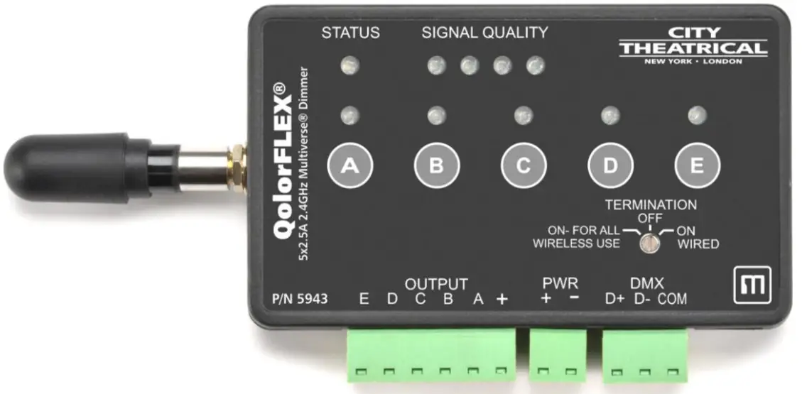 CITY THEATRICAL 5943 QolorFLEX 5x2 5A 24GHz Multiverse Dimmer
