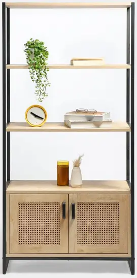 VonHaus-3000326-Riley-Rattan-Shelving-Unit-With-Cupboard-FIG-1