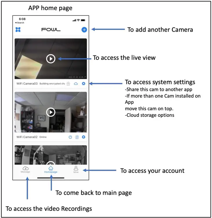 PRED TOKK CAM C2 Plus Night Vision Camera - App Home Page