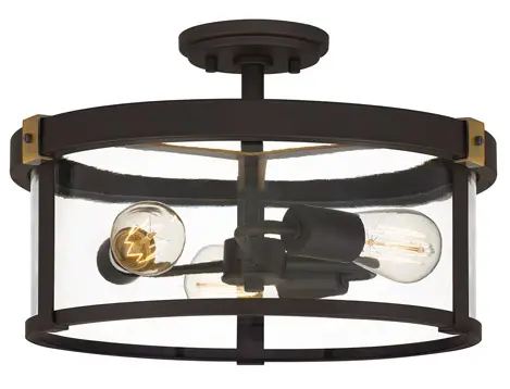 QUOIZEL LSB1716OZ Lisbon 3 Light 17 inch Old Bronze Semi-Flush Mount Ceiling Light