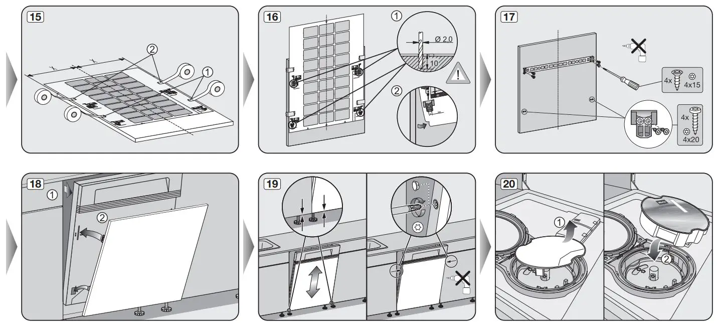 Miele G 7110 SCi Semi-Integrated Dishwashers Installation Guide - How to use 15,20