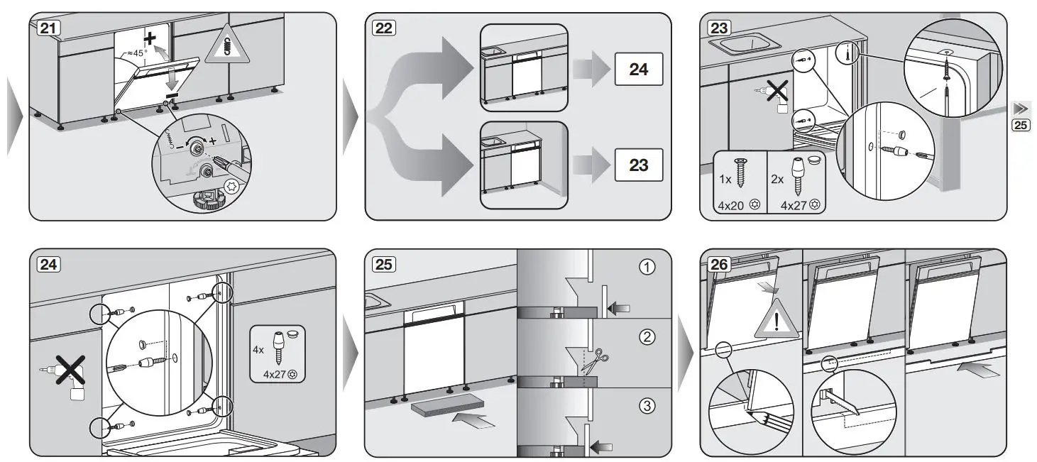 Miele G 7110 SCi Semi-Integrated Dishwashers Installation Guide - How to use 21,26