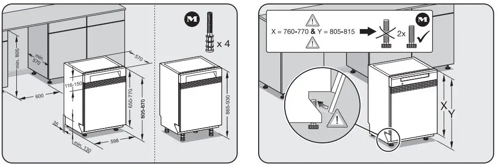 Miele G 7110 SCi Semi-Integrated Dishwashers Installation Guide - Optional accessories